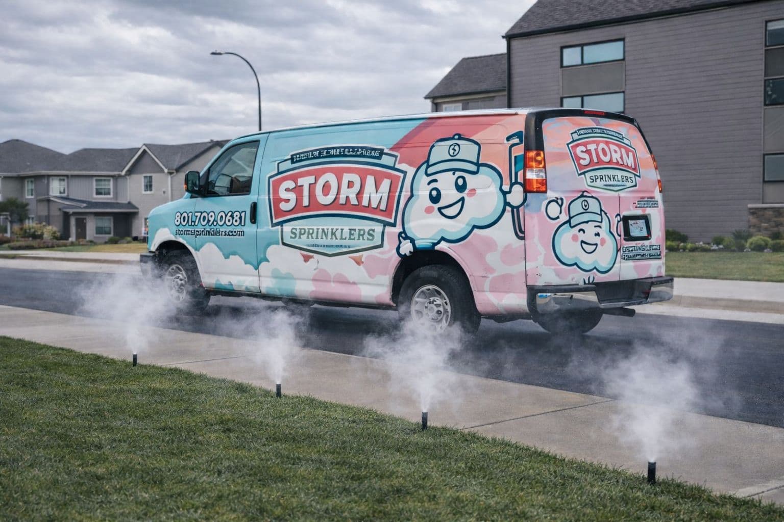 Storm Sprinklers technician performing sprinkler winterization blowout in Utah to prevent freeze damage