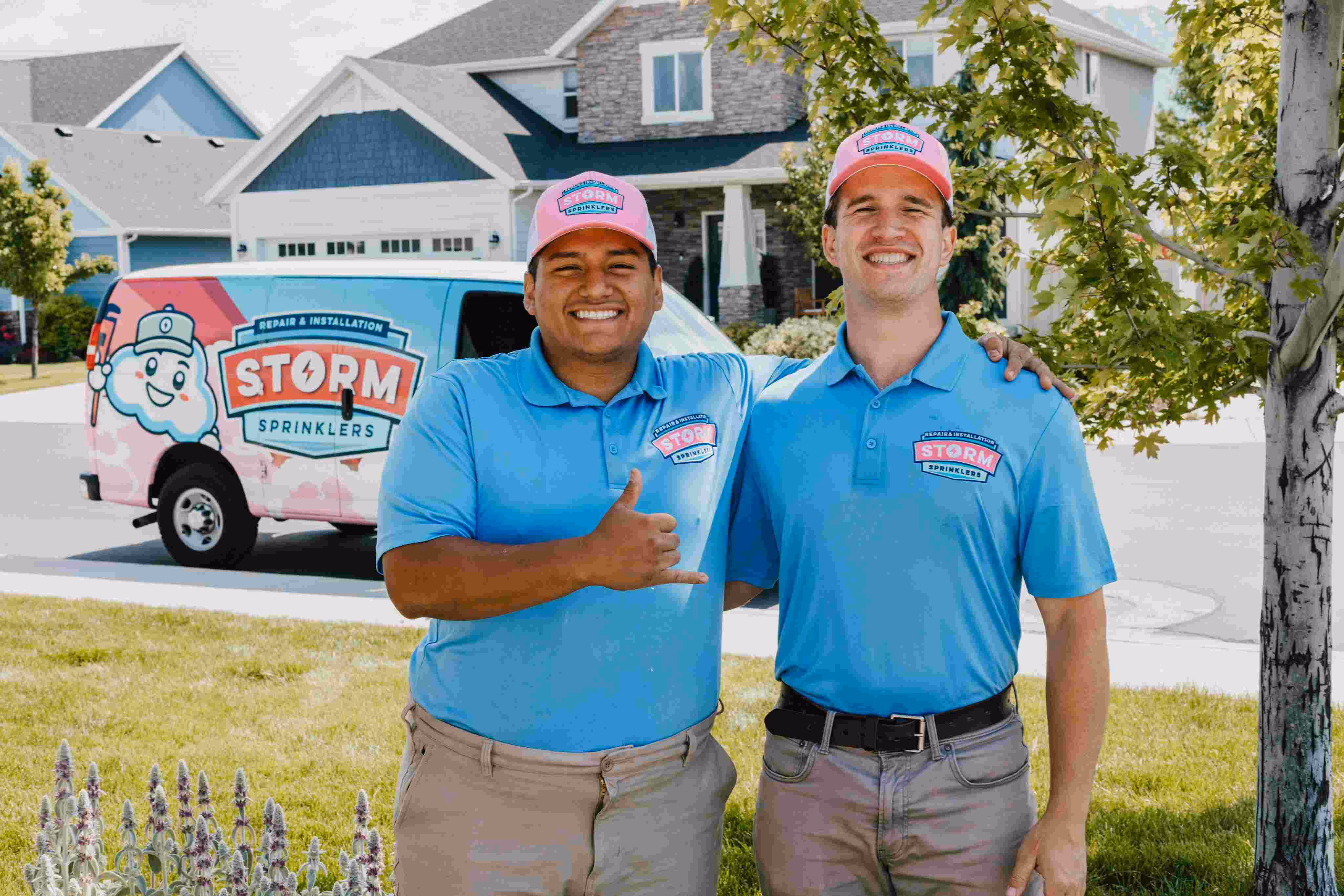 Storm Sprinklers service van for sprinkler winterization in Utah County and Salt Lake County