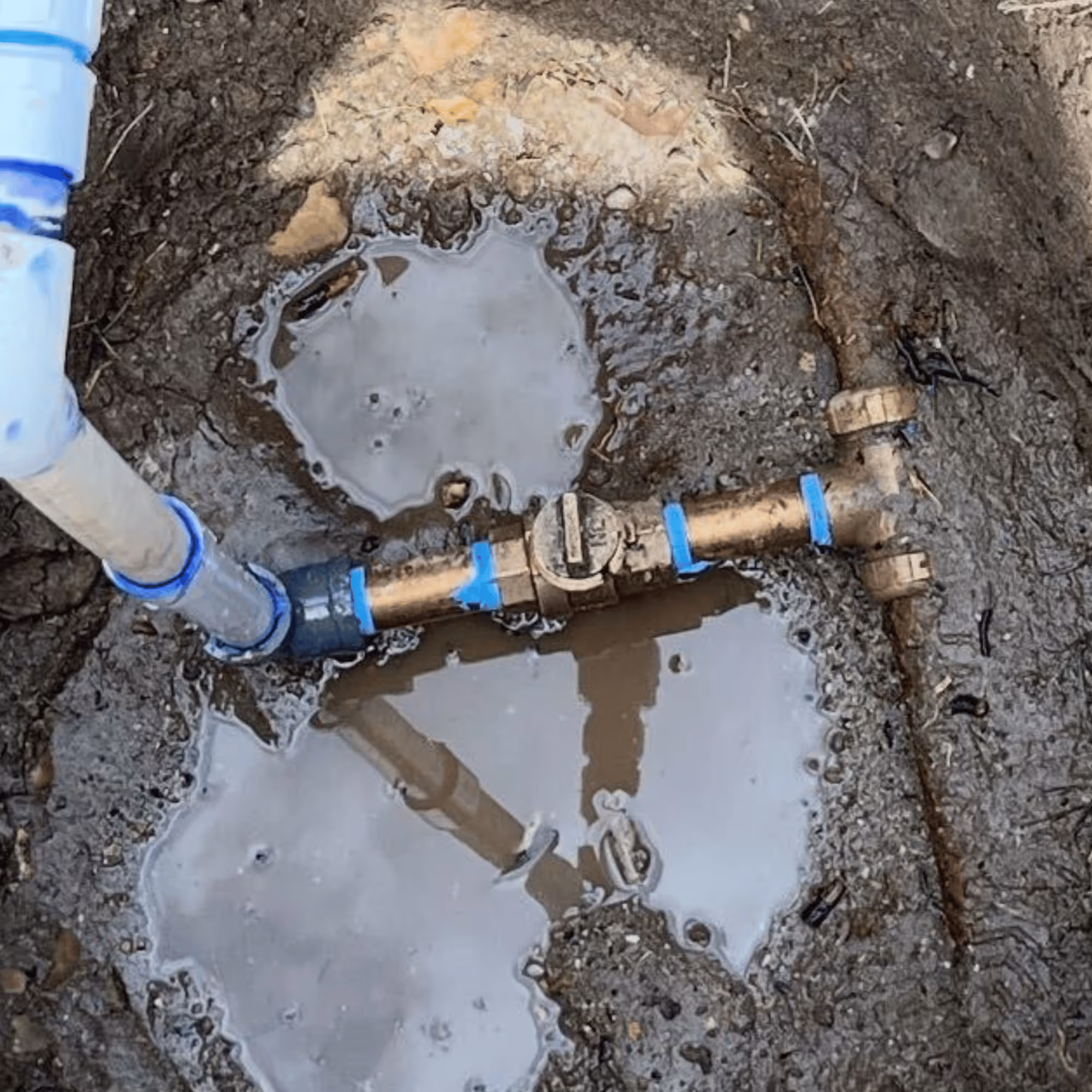 New deep brass stop and waste valve installed after replacement on a Millcreek, Utah lawn irrigation shutoff